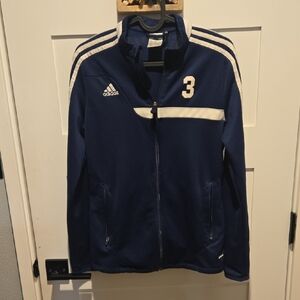Adidas Navy and White Zip-Up Jacket
